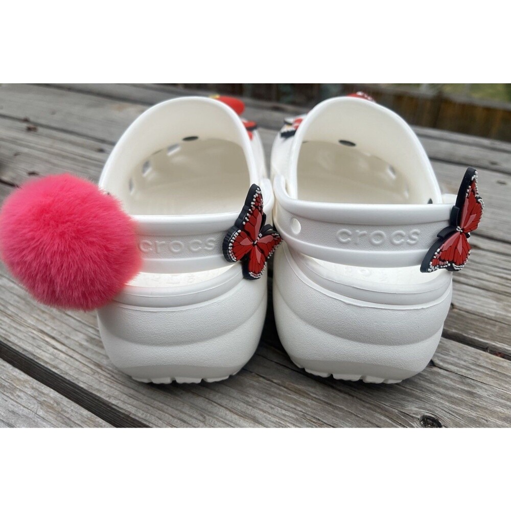 Crocs Classic Platform Clogs Women’s 9 White Heart Love Valentine Charms 206750 - Picture 8 of 13